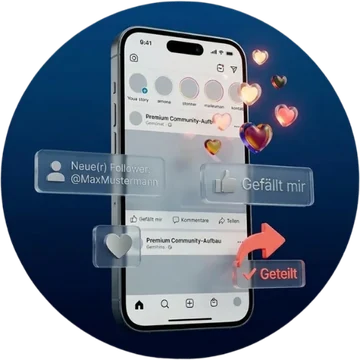Instagram-Beitrag auf dem Smartphone mit neuen Followern, Likes und geteilten Inhalten