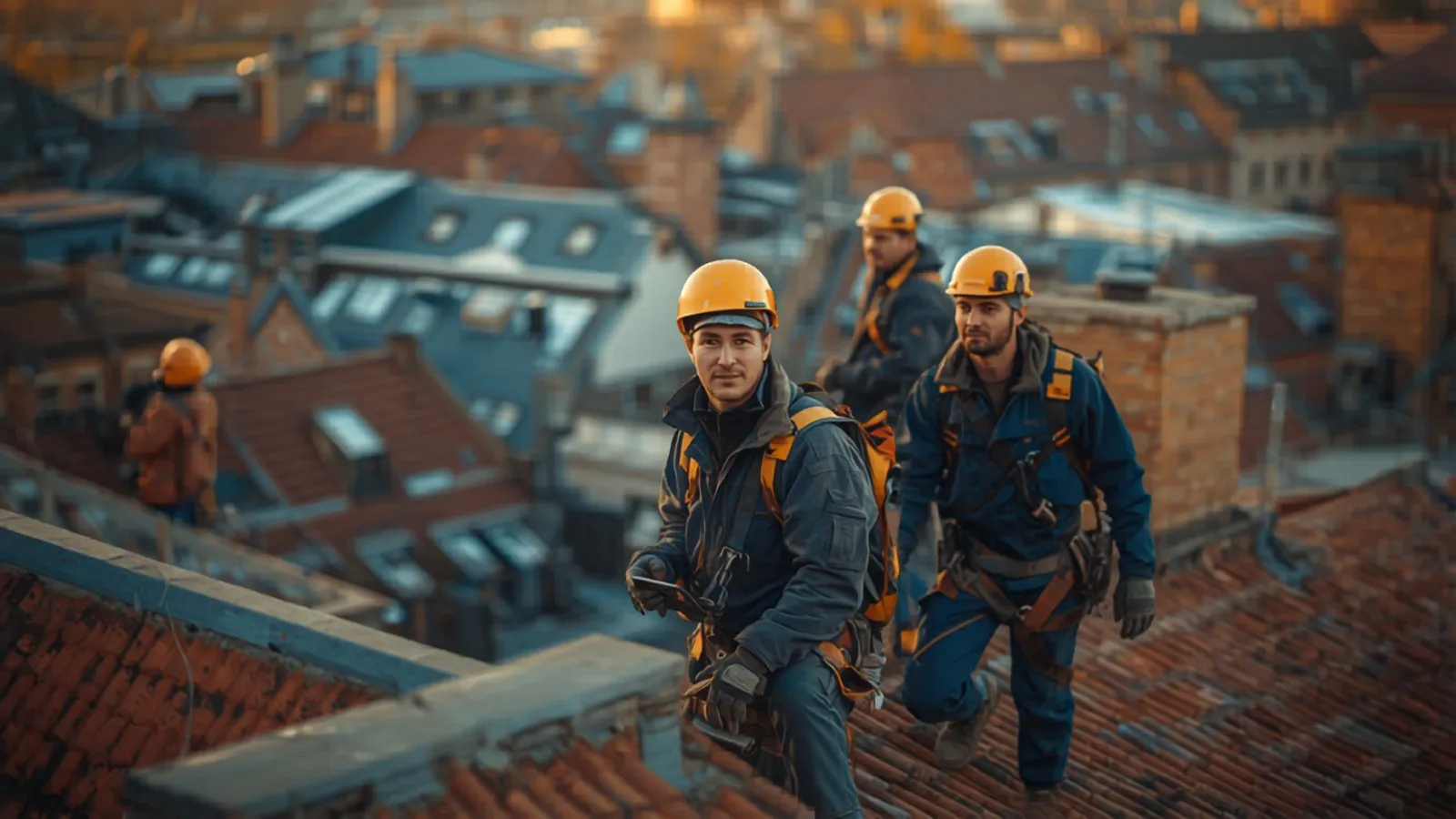 Dachdecker-Team filmt die eigene Arbeit auf dem Dach für Social Media