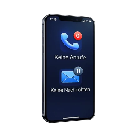 Smartphone-Bildschirm ohne Eingänge: keine Anrufe, keine Nachrichten
