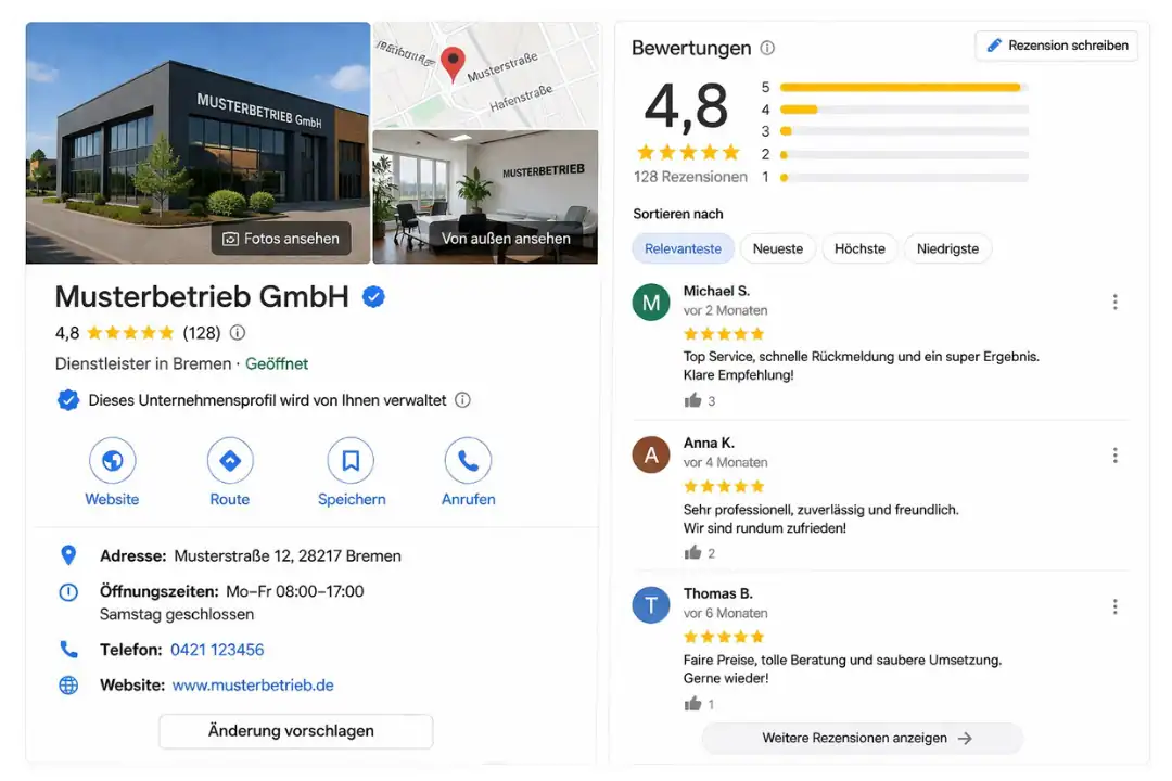 Nachher Beispiel Google Unternehmensprofil