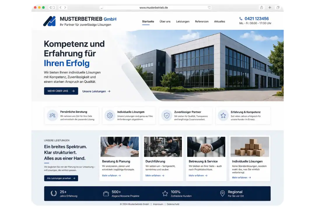 Nachher Beispiel moderne Website